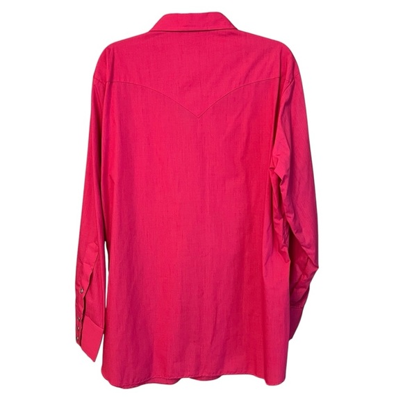 H Bar C Pearl Snap Button Down Shirt Hot Pink Size 16 1/2 34 Western Ranch VTG - Picture 4 of 4